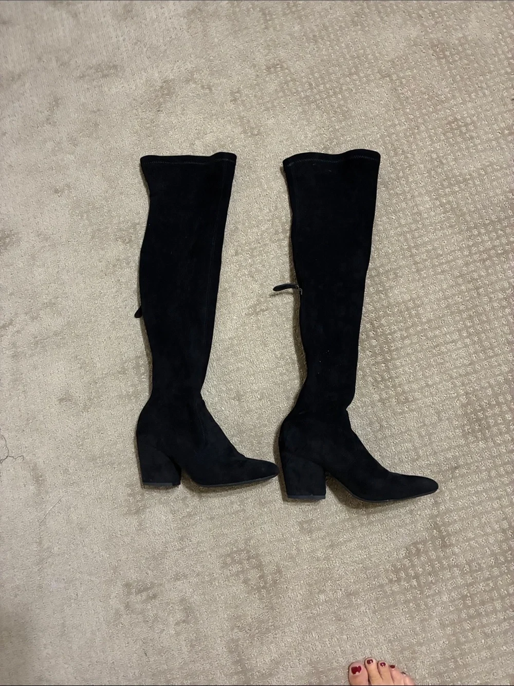 Dream Pairs Black Over-The-Knee Suede Block Heel Boots